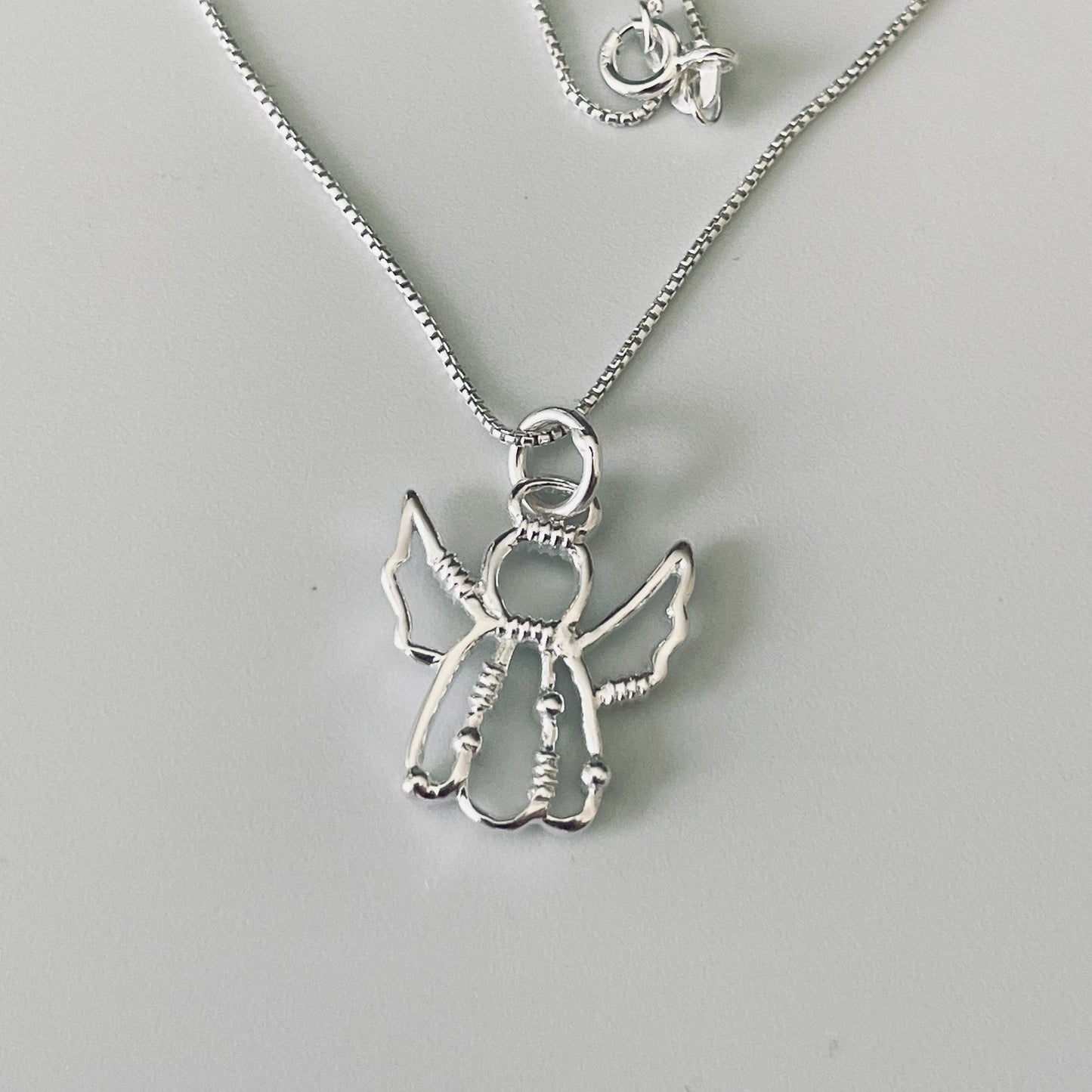 Sterling Silver Angel Pendant Necklace: Dainty Religious Jewelry