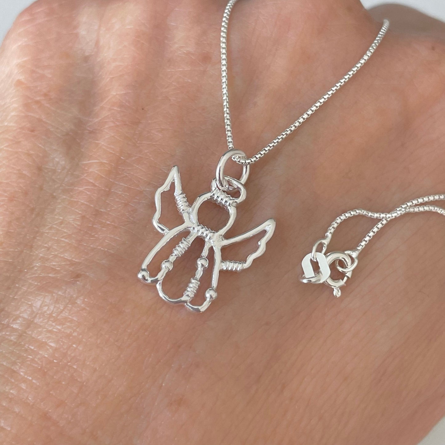 Sterling Silver Angel Pendant Necklace: Dainty Religious Jewelry