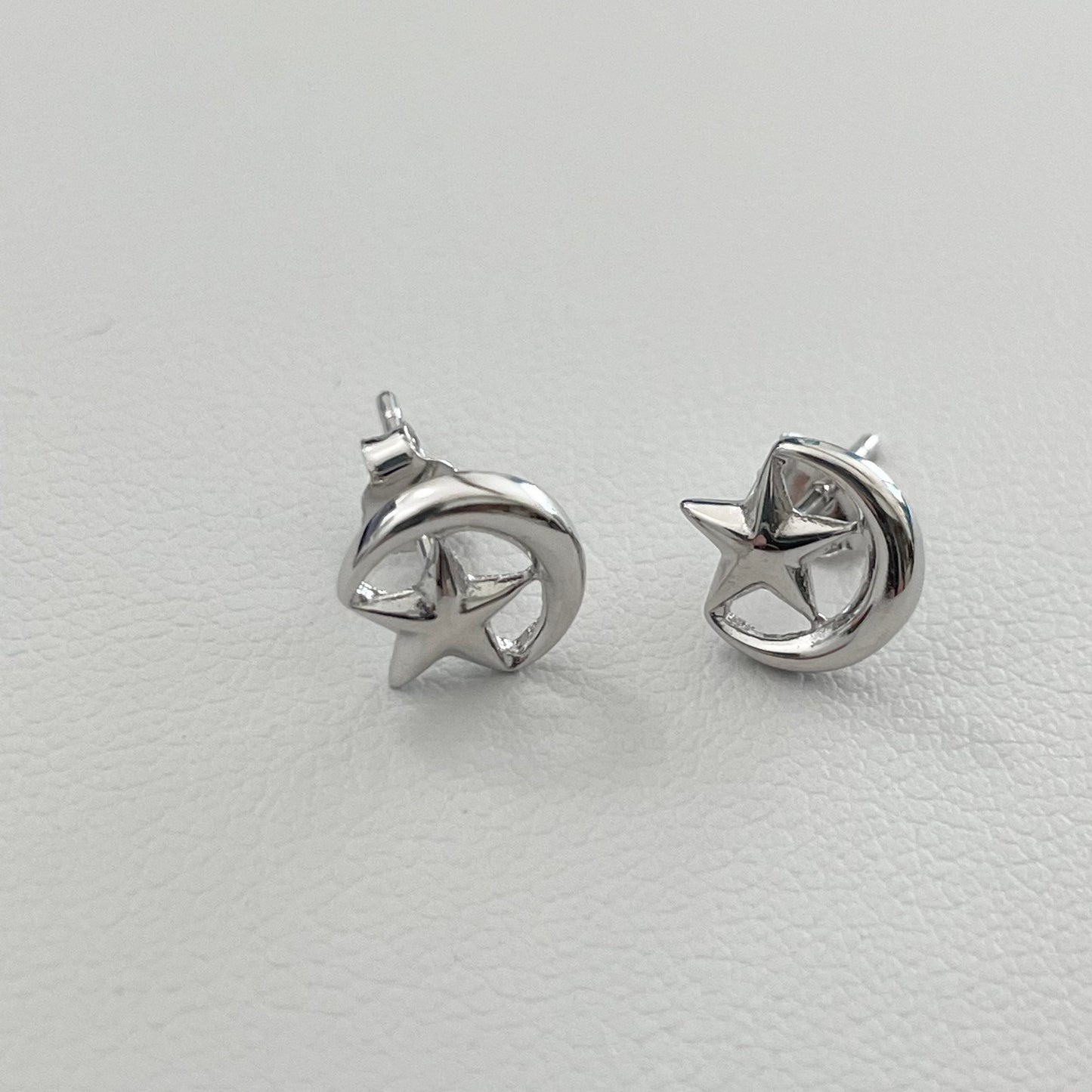 Dainty Sterling Silver Sun or Star and Moon Earrings, Sun Earrings, Silver Stud Earrings, Silver Star Earrings, Silver Moon Earrings.