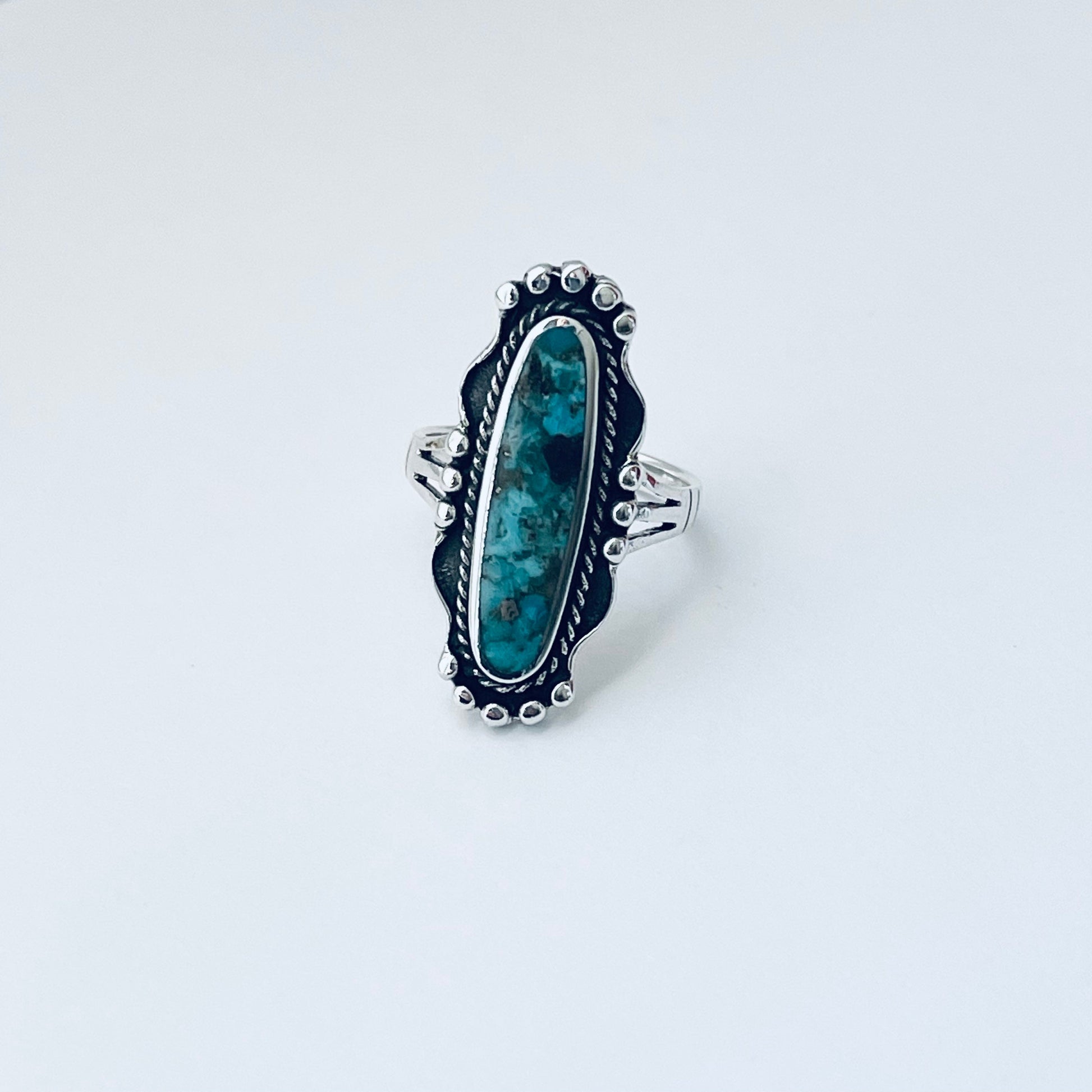 Genuine Turquoise Sterling Silver Vintage Ring, Silver Large Ring, Oval Ring, Promise Ring, Turquoise Ring, Silver Ring, Vintage Silver Ring