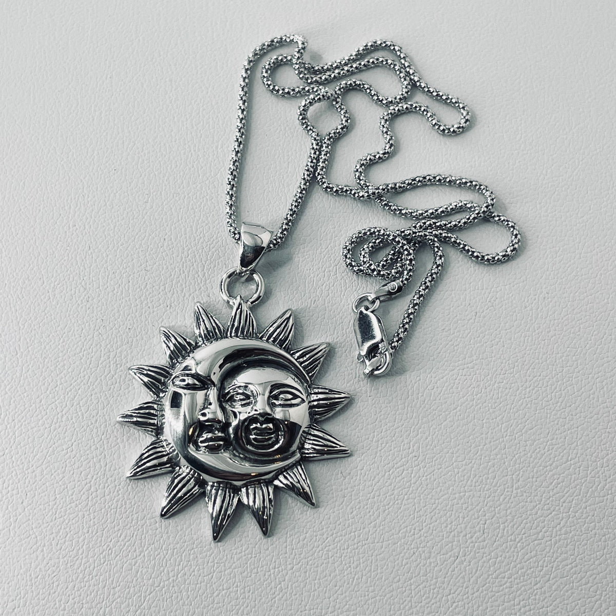Sterling Silver Sun and Moon Pendant Necklace: Unisex Promise Jewelry