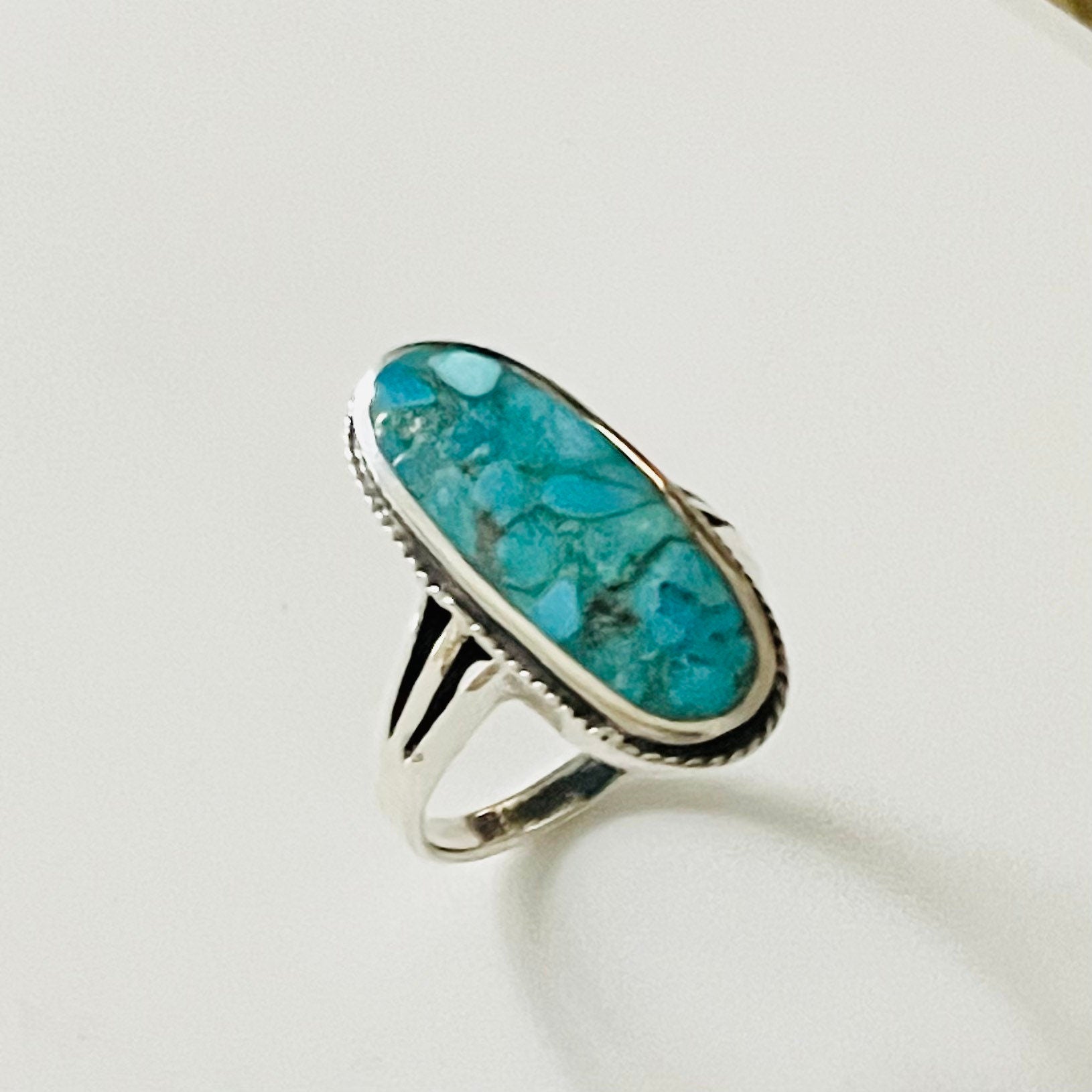 925 Sterling Silver Turquoise Ring, Boho Turquoise Ring, Silver Turquoise Ring, Oval Large Ring, Statement Ring, Silver Large Turquoise Ring