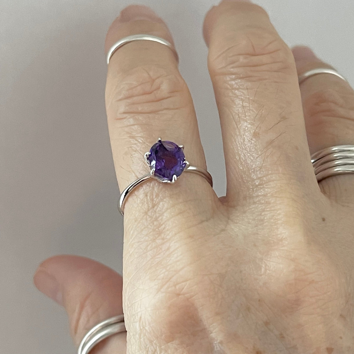 Sterling Silver Genuine Amethyst Ring: February Birthstone Promise Ring