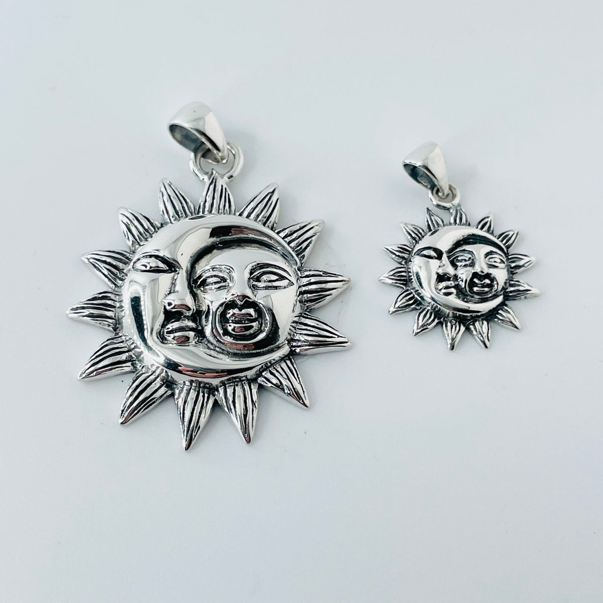 Sterling Silver Sun and Moon Pendant Necklace: Unisex Promise Jewelry