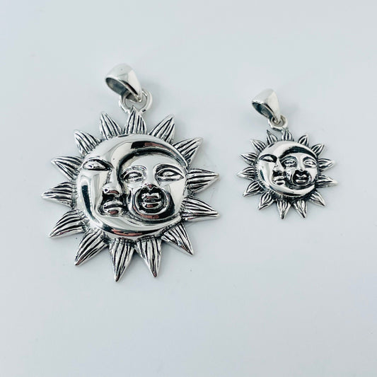 Sterling Silver Sun and Moon Pendant Necklace: Unisex Promise Jewelry