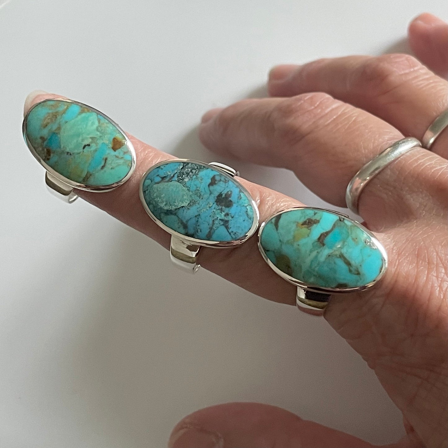 Oxidized Sterling Silver Turquoise Ring: Unisex Promise Ring