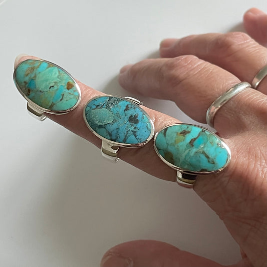 Oxidized Sterling Silver Turquoise Ring: Unisex Promise Ring