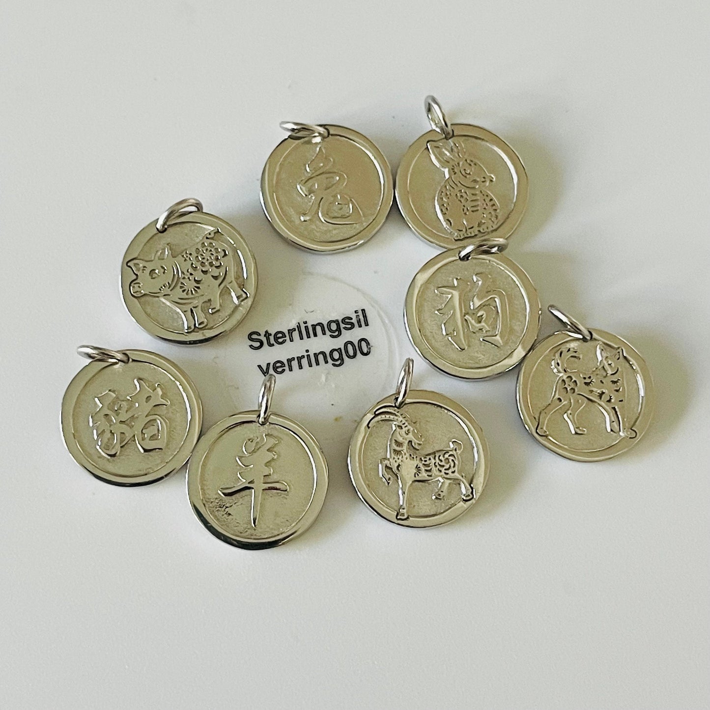 Sterling Silver Zodiac Pendant Necklace: Lunar Animal Sign, Italian Chain