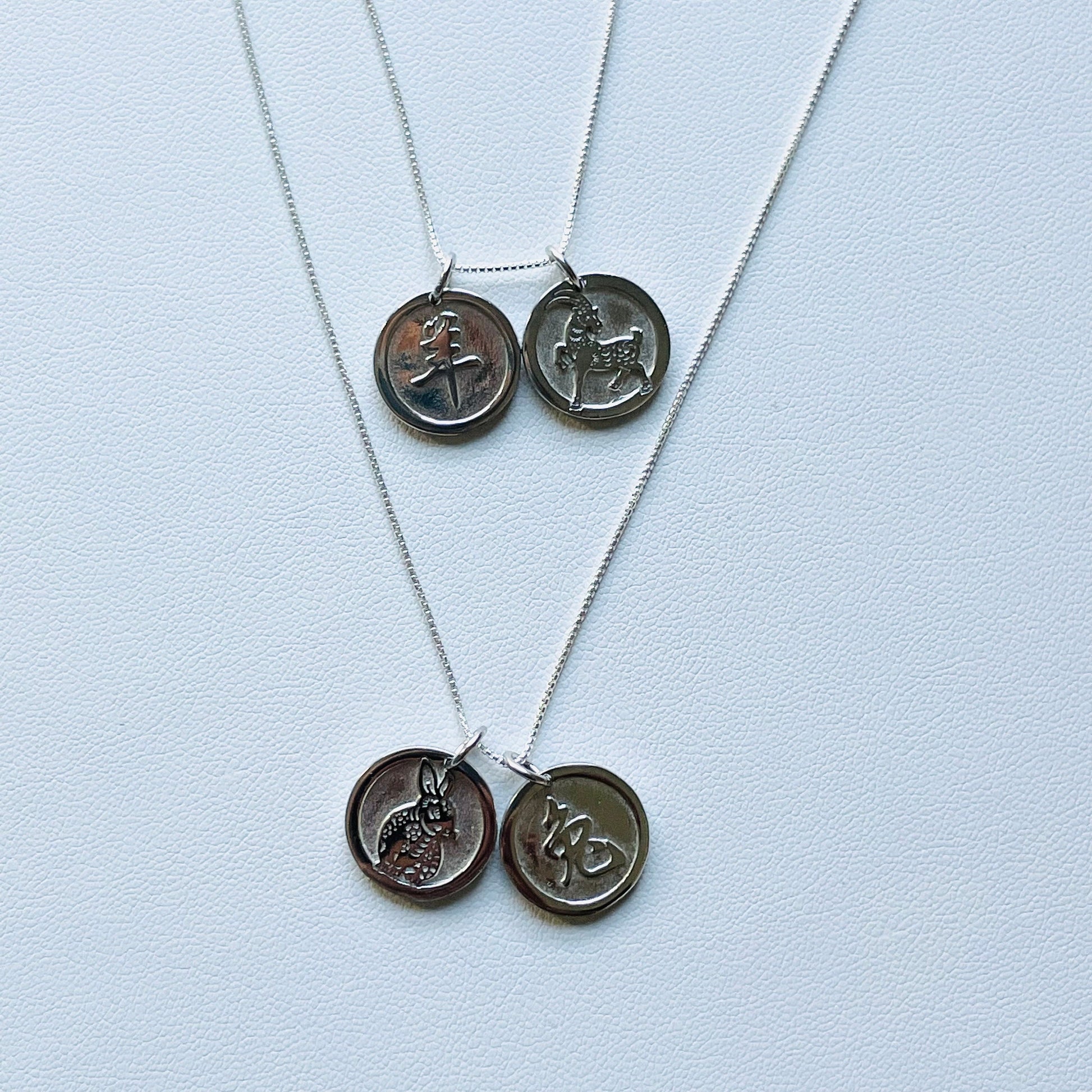 Sterling Silver Zodiac Pendant Necklace: Lunar Animal Sign, Italian Chain
