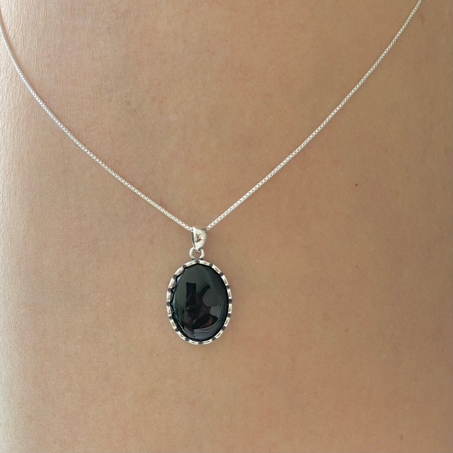 Black Agate Sterling Silver Pendants Necklace, Silver Chain, Flowers Black Agate Pendant, Onyx Pendant, Silver Hawaii Flowers Necklace