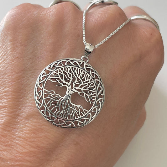 Sterling Silver Tree of Life Necklace: Family Love Pendant