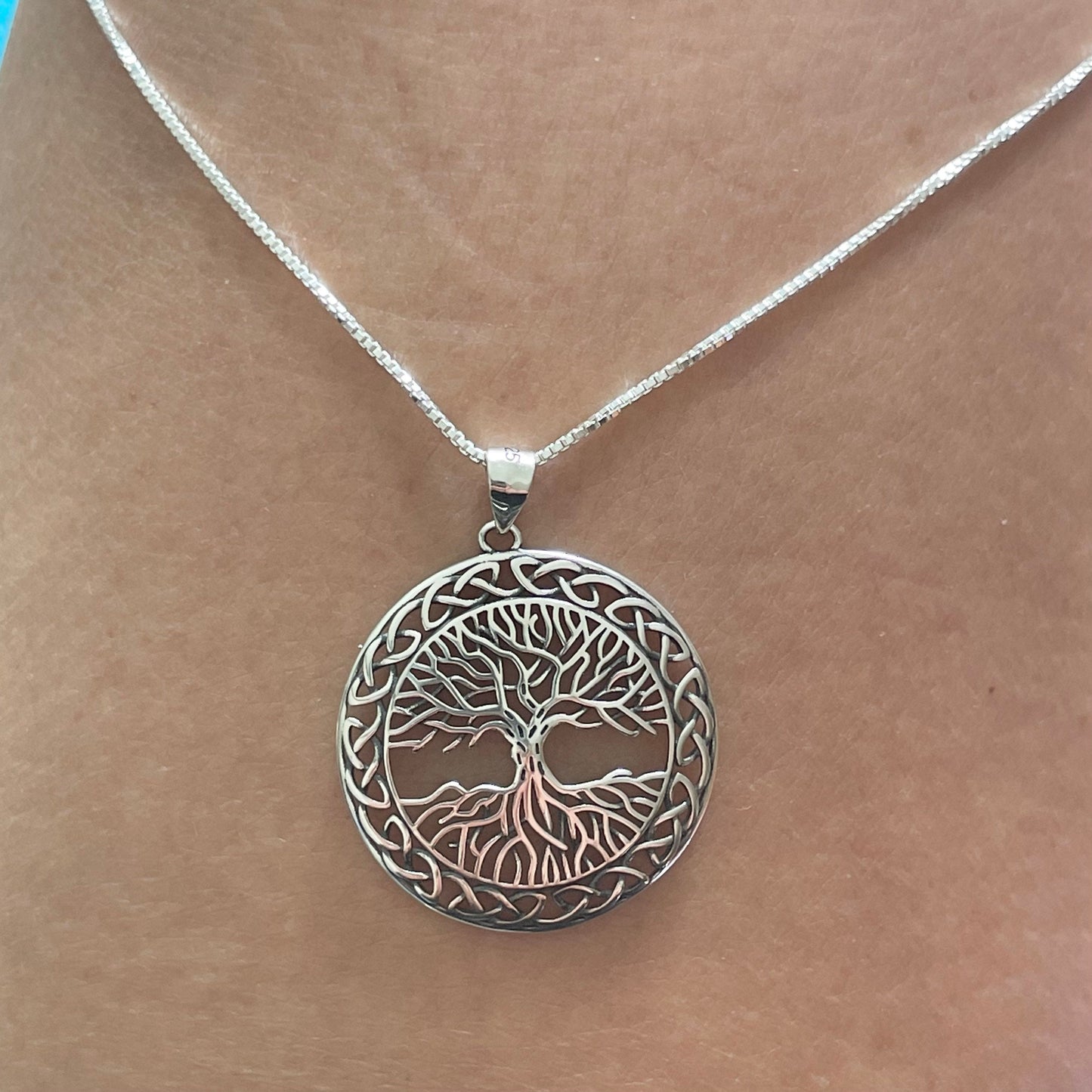 Sterling Silver Tree of Life Necklace: Family Love Pendant