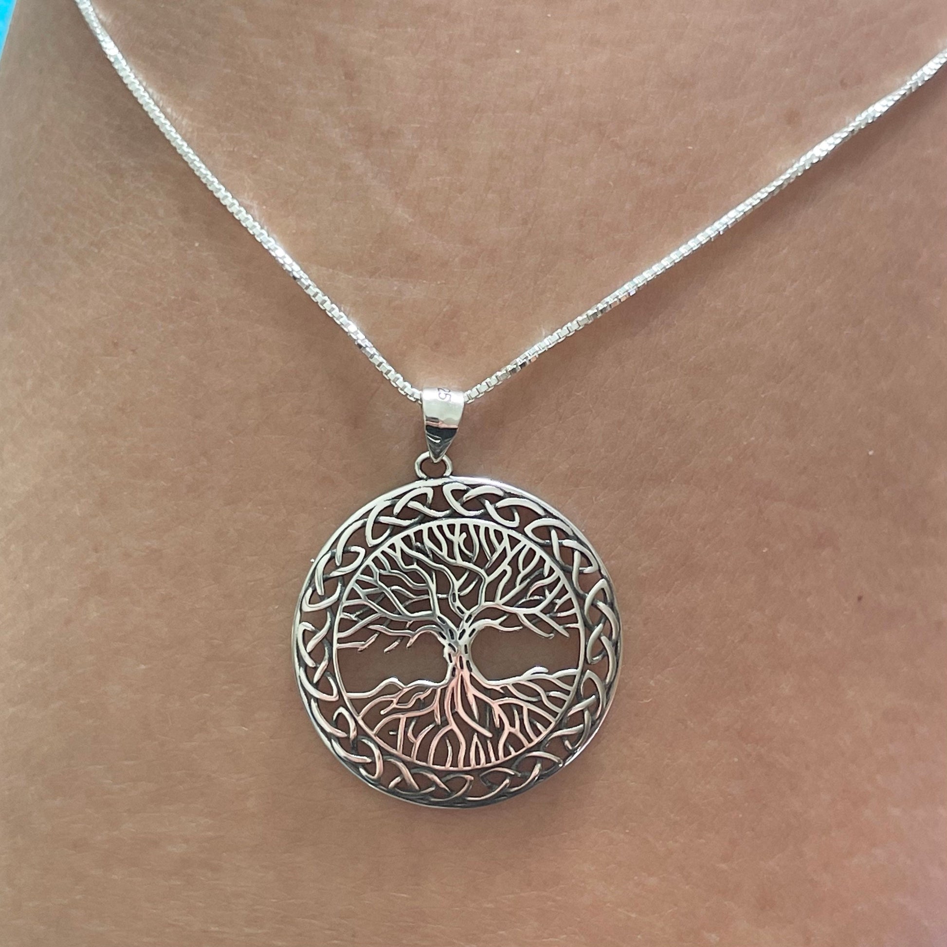 Sterling Silver Tree of Life Necklace: Family Love Pendant