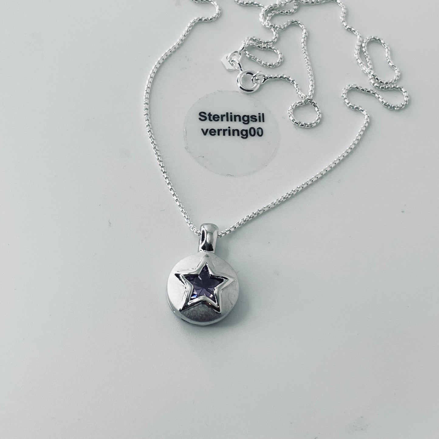 Sterling Silver Star Pendant Necklace: Purple CZ Celestial Jewelry