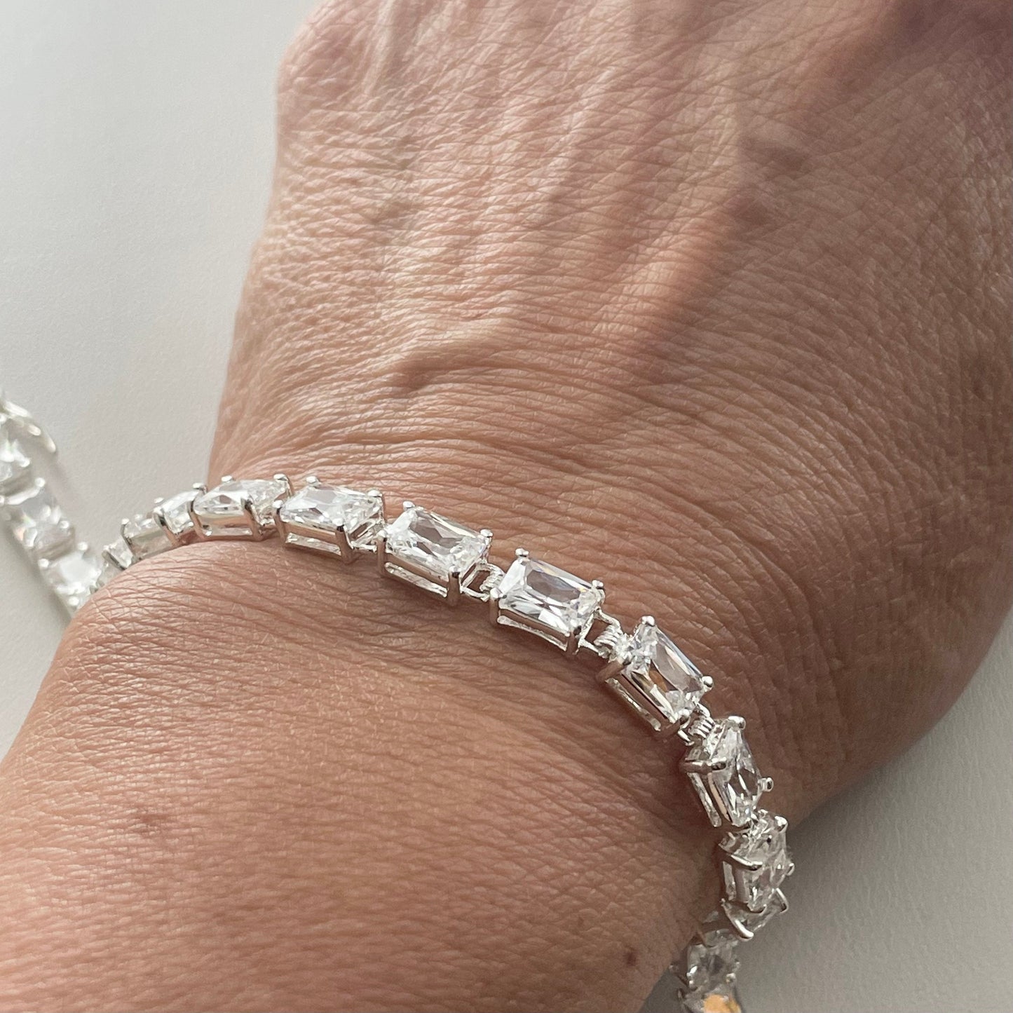 Large CZ Tennis or Small CZ Sterling Silver Bracelet, Silver Tennis Bracelet, Promise CZ Tennis Bracelet, Tennis Love Bracelet.