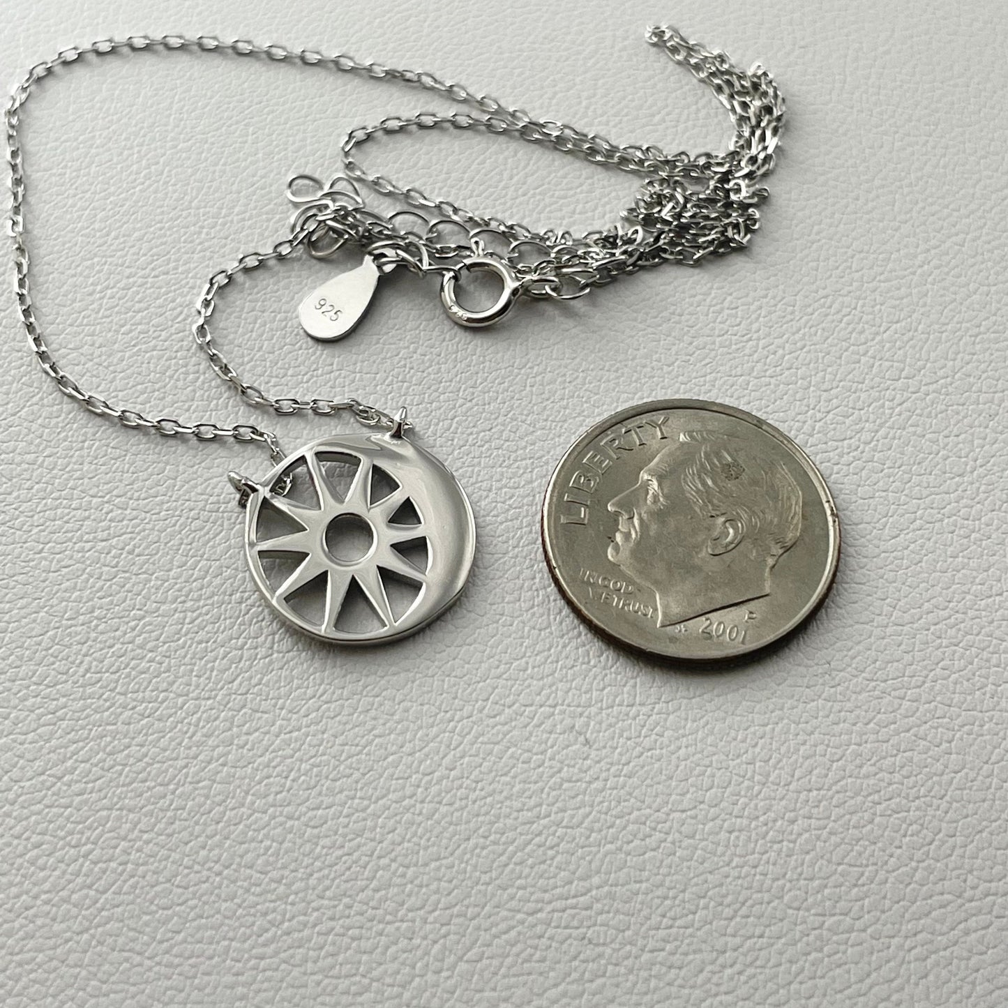 Dainty Sterling Silver Sun & Moon Pendant Necklace - Celestial Jewelry