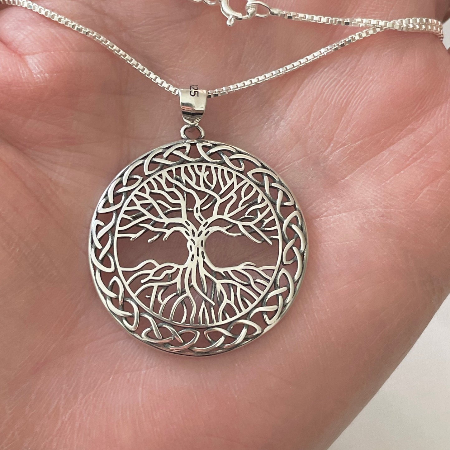 Sterling Silver Tree of Life Necklace: Family Love Pendant