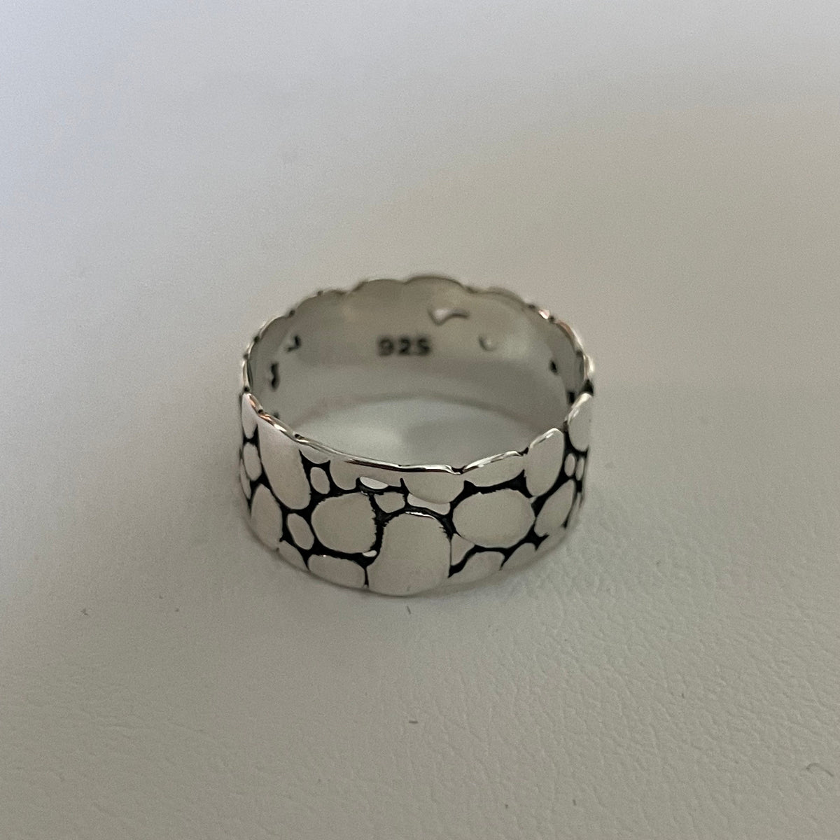 Sterling Silver Cobblestone Band: Unisex Rock Ring