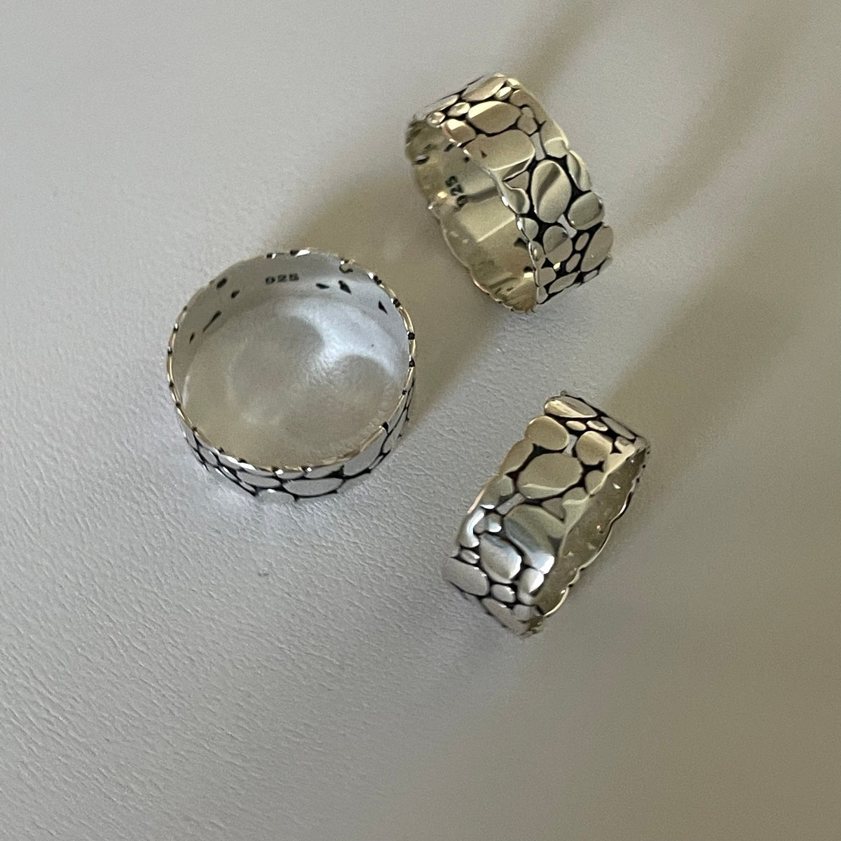 Sterling Silver Cobblestone Band: Unisex Rock Ring