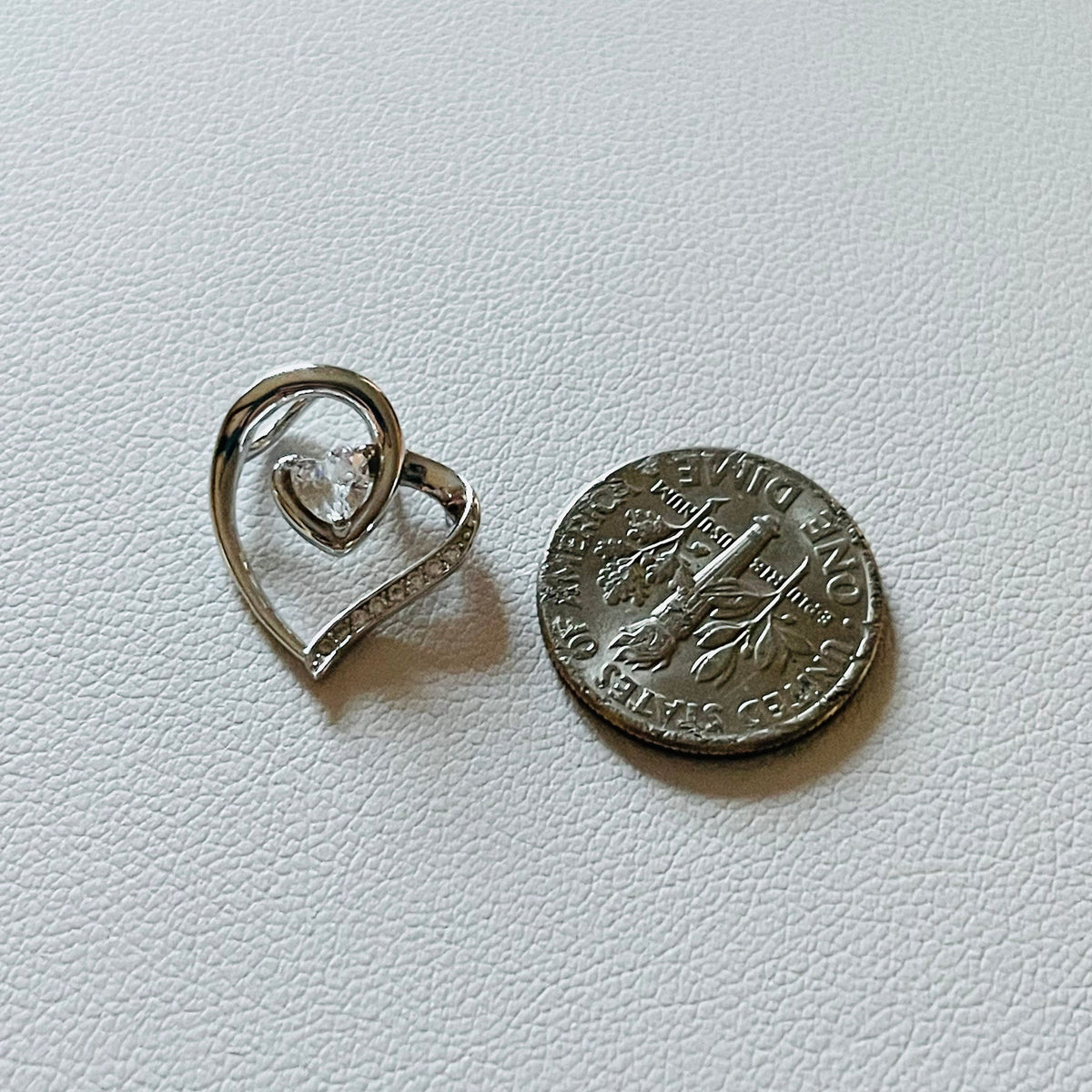 Sterling Silver CZ Heart Pendant Necklace - Italian Box Chain