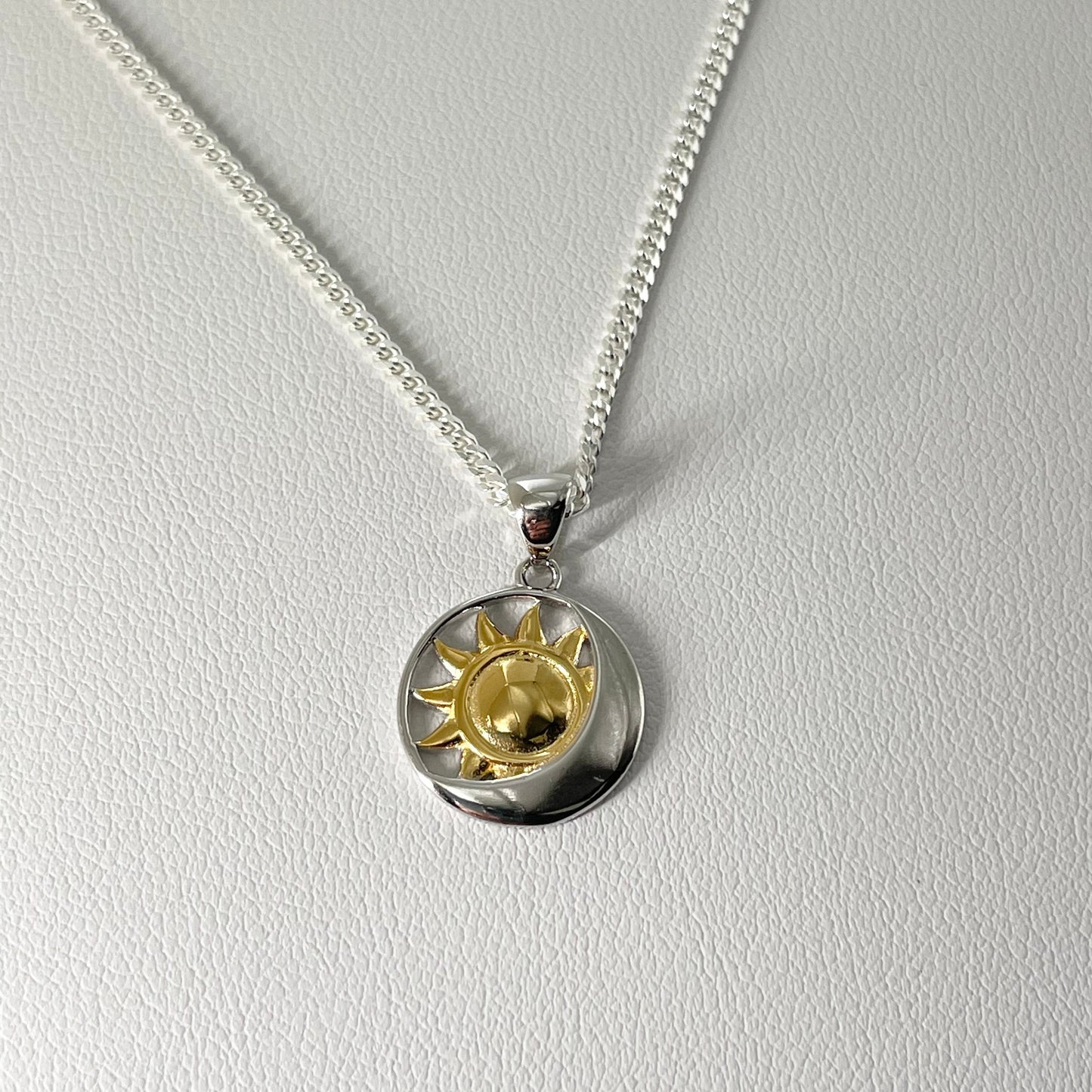 Sterling Silver Sun and Moon Necklace: Celestial Pendant