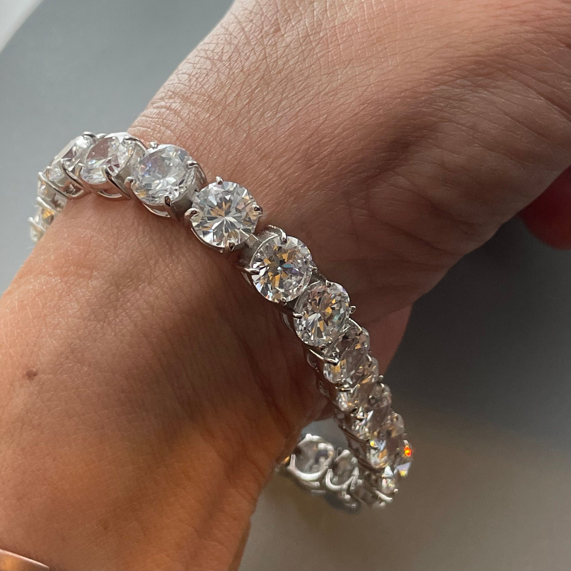 Large CZ Tennis or Small CZ Sterling Silver Bracelet, Silver Tennis Bracelet, Promise CZ Tennis Bracelet, Tennis Love Bracelet.