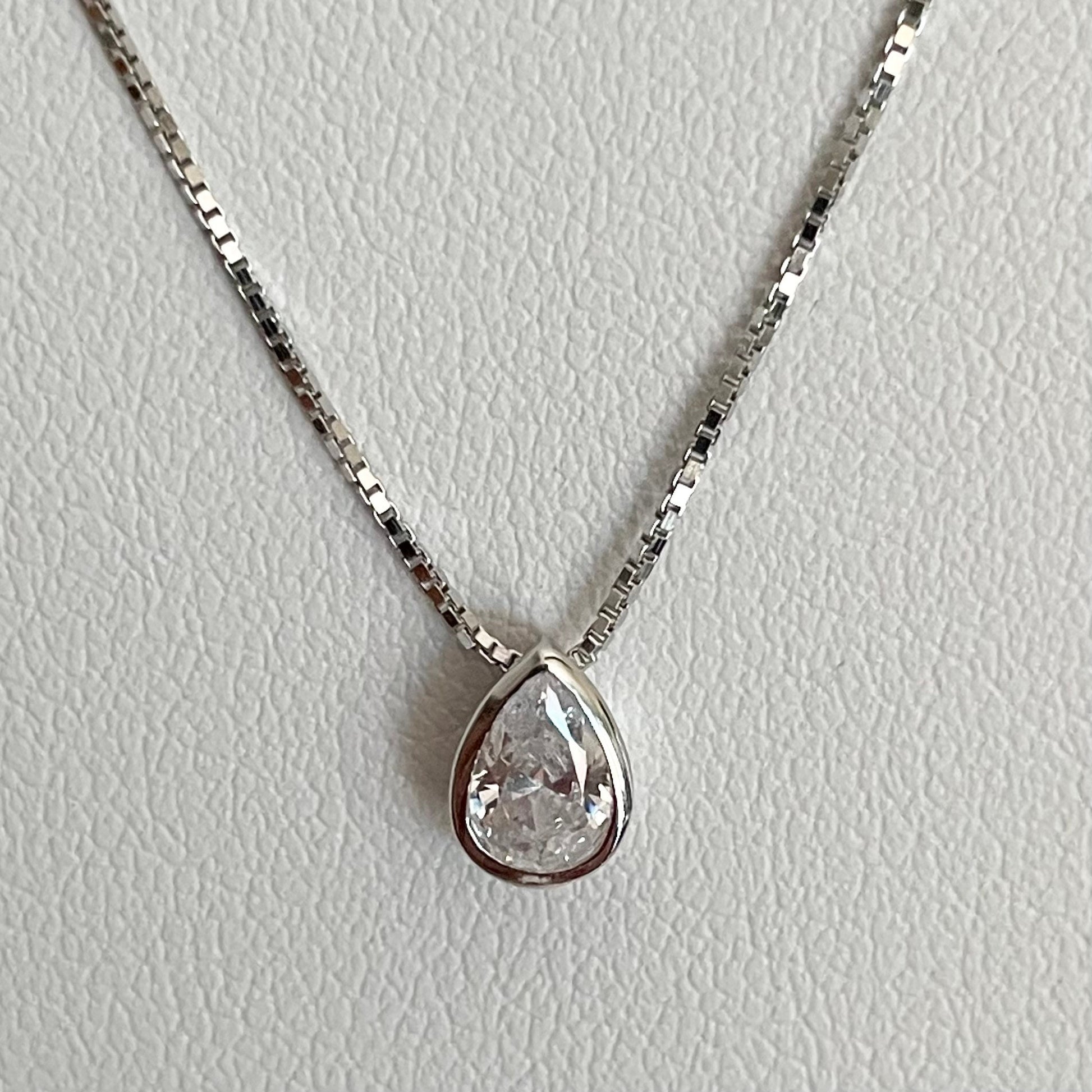 Sterling Silver Solitaire CZ Pendant Necklace: Heart, Teardrop, Round