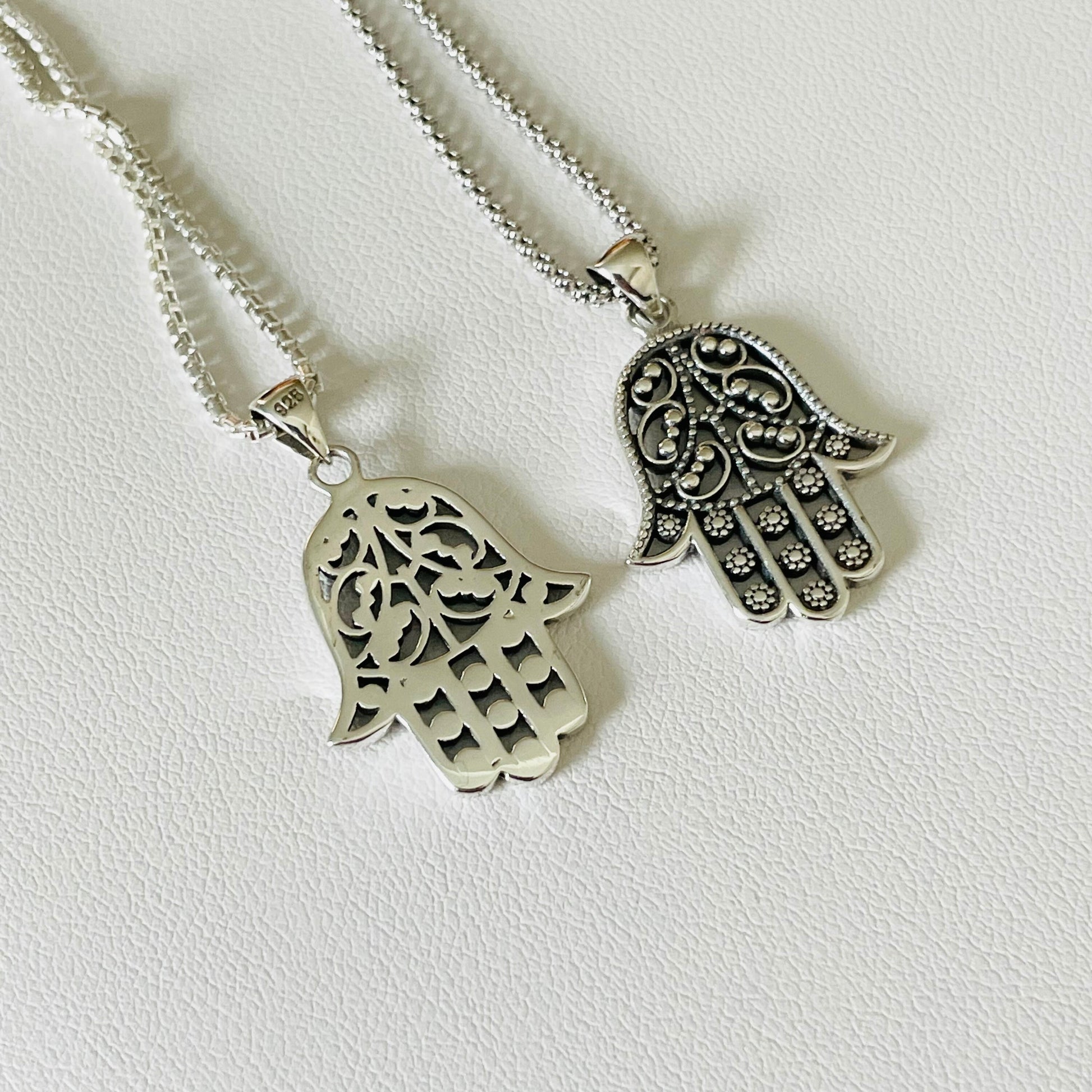 Hamsa or Hamsa Agate Sterling Silver Pendant Necklace, Hand of God Pendant, Silver Hamsa Necklace, Black Agate Hamsa Pendant, Love Necklace