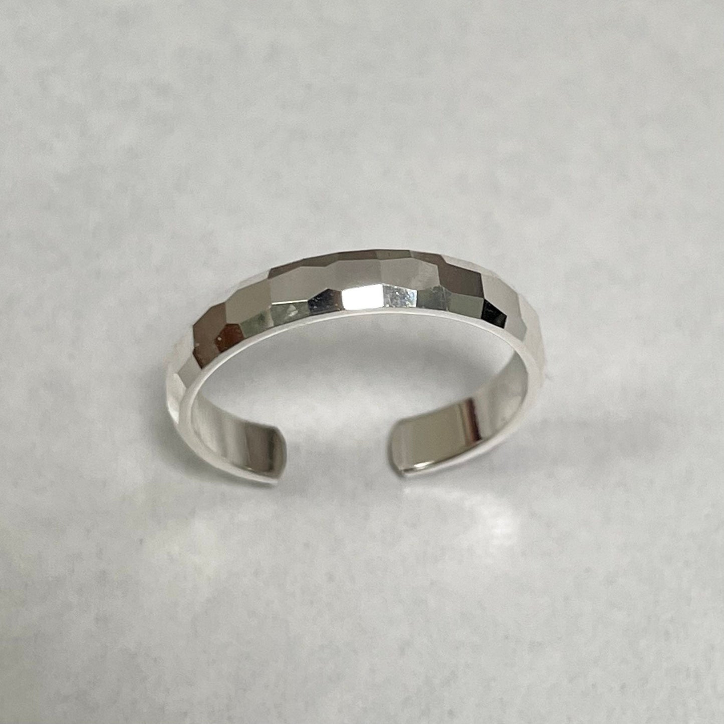 Sterling Silver Polished Flat Band Toe Ring - Adjustable 3mm