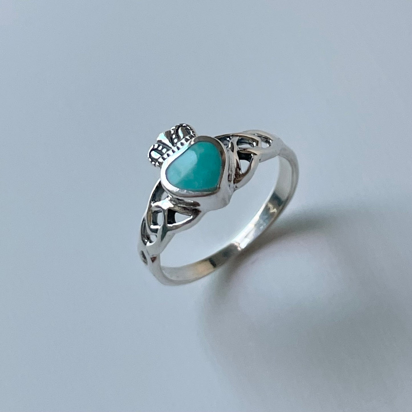 Sterling Silver Turquoise or Black Agate Celtic Irish Claddagh Ring, Claddagh Ring, Turquoise Ring, Irish Ring, Heart Ring, Promise Ring.