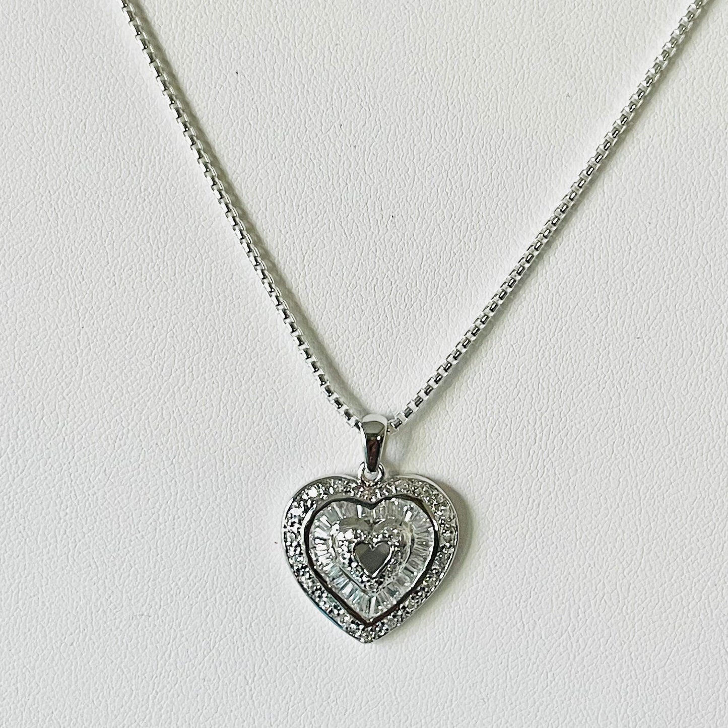 CZ Heart Sterling Silver Pendant Necklace, Cubic Zirconia Pendant, CZ Heart Pendant, Promise Heart Necklace, Silver Love Heart Necklace