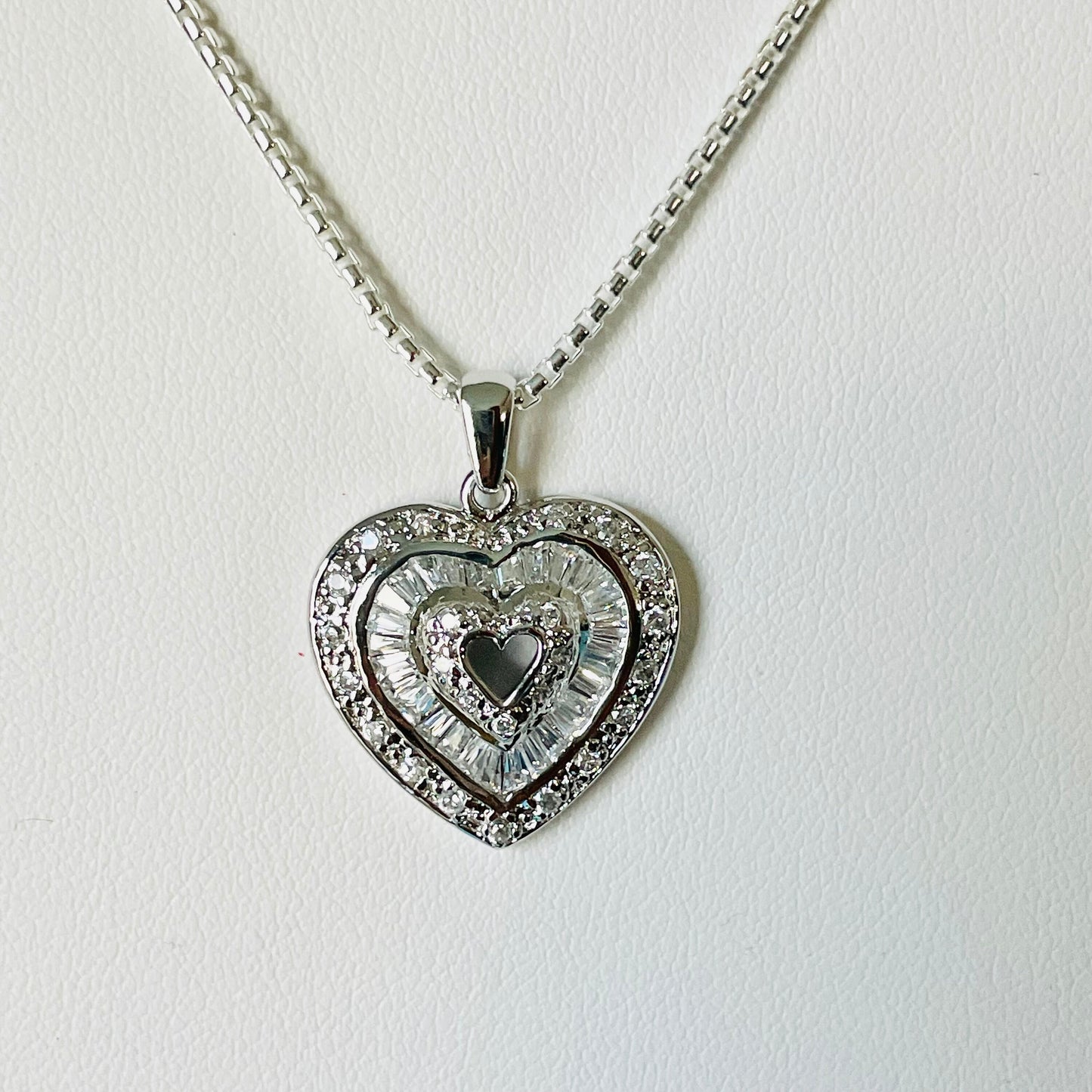 CZ Heart Sterling Silver Pendant Necklace, Cubic Zirconia Pendant, CZ Heart Pendant, Promise Heart Necklace, Silver Love Heart Necklace