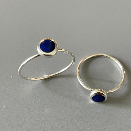 Dainty Sterling Silver Blue Lapis Ring: Simple Boho Band