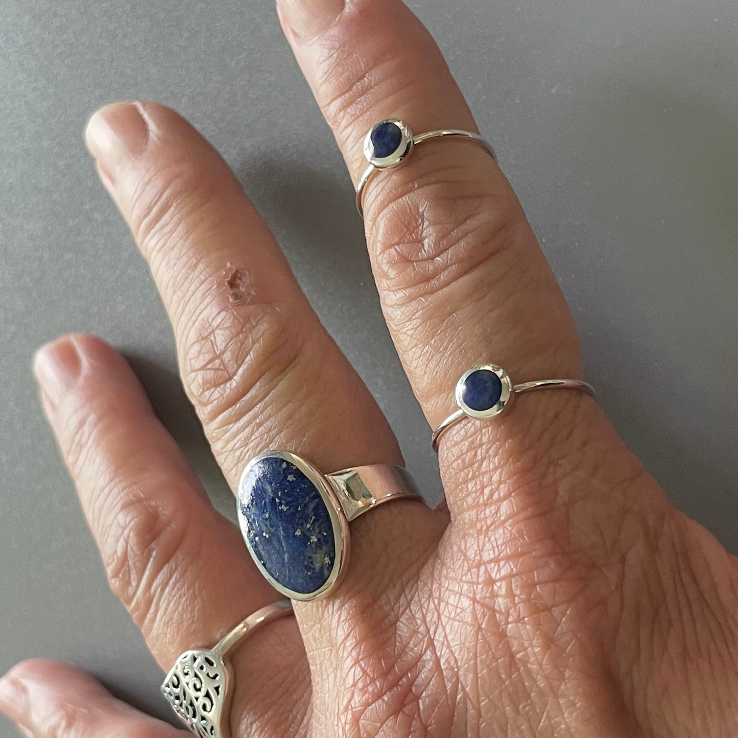 Dainty Sterling Silver Blue Lapis Ring: Simple Boho Band