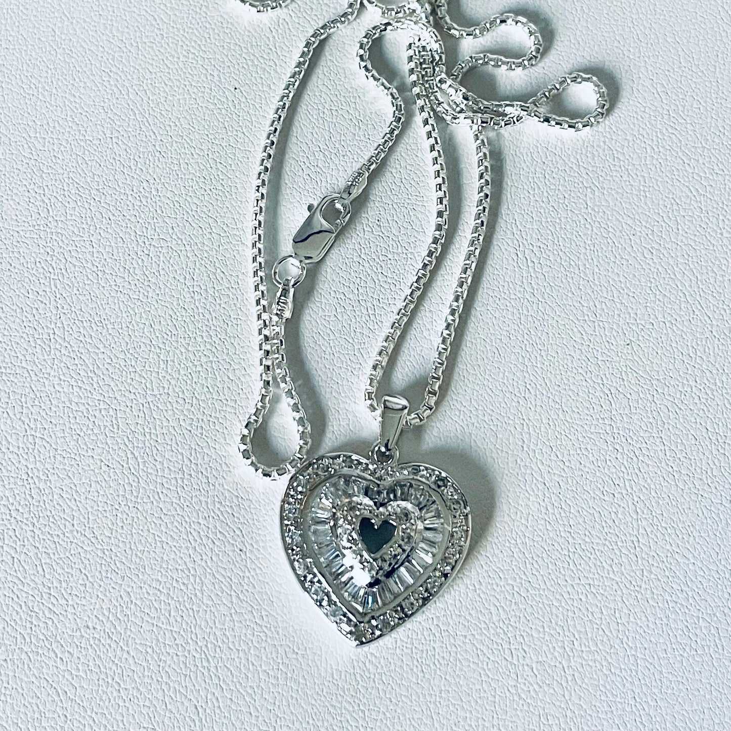 CZ Heart Sterling Silver Pendant Necklace, Cubic Zirconia Pendant, CZ Heart Pendant, Promise Heart Necklace, Silver Love Heart Necklace