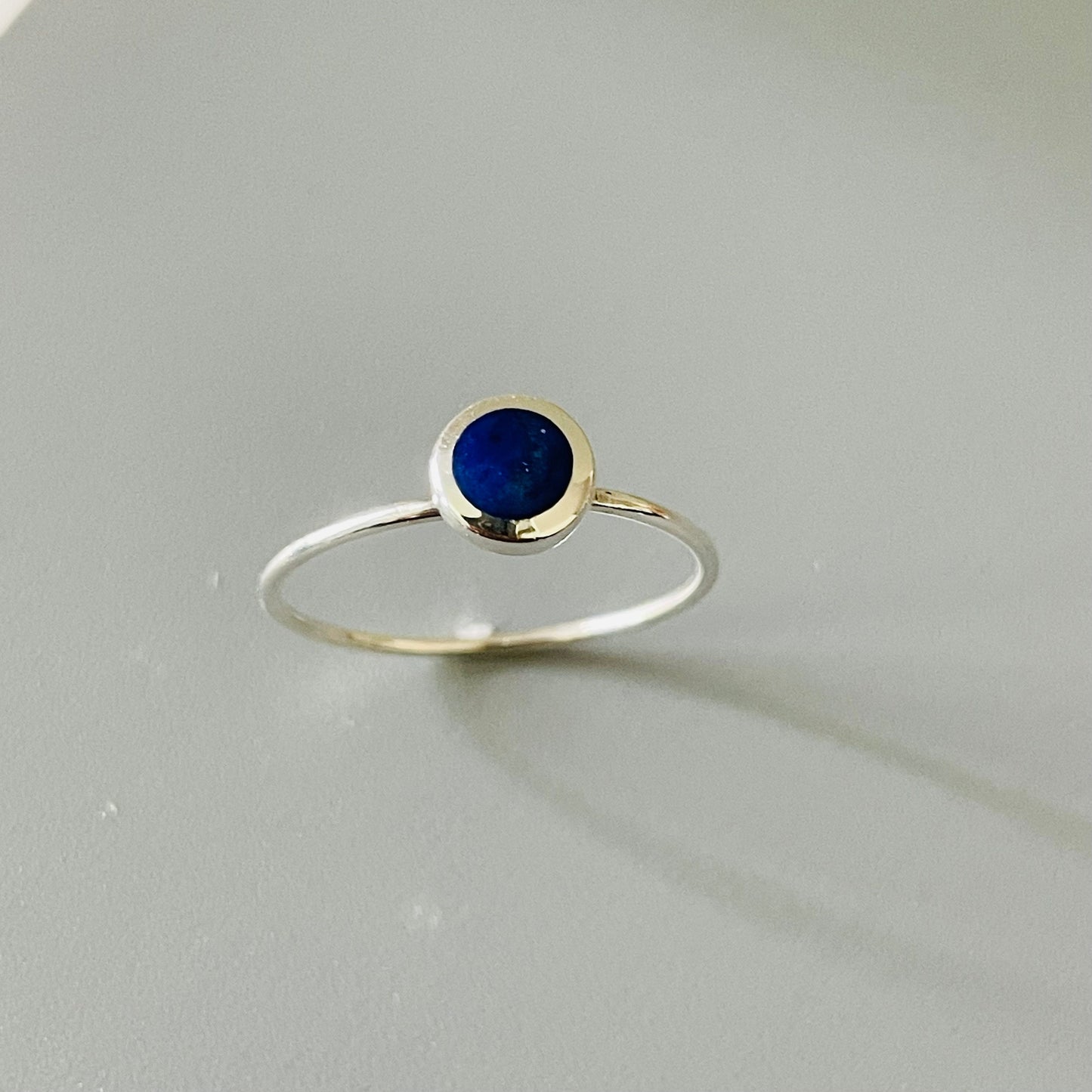 Dainty Sterling Silver Blue Lapis Ring: Simple Boho Band
