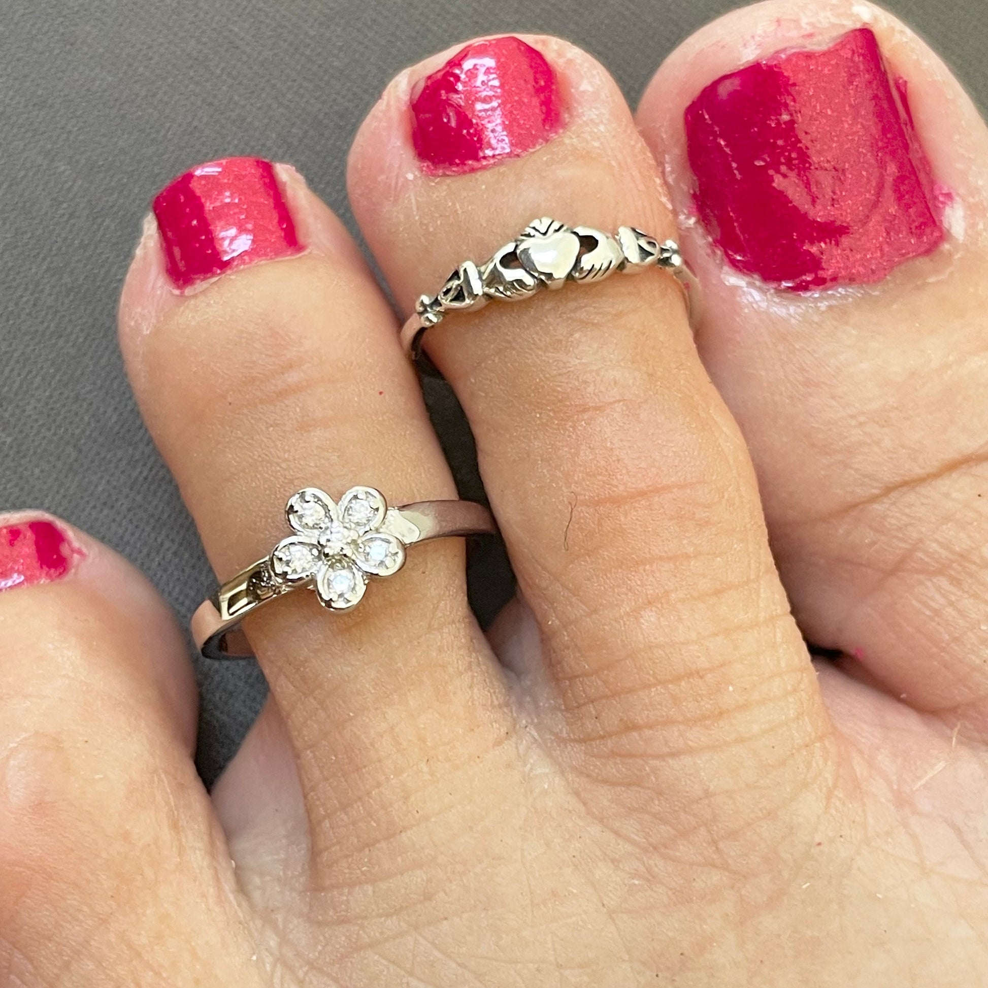 CZ Flower, Plumeria, Flower Sterling Silver Toe Ring, CZ Toe Ring, Flower Toe Ring, Midi or Pinky Ring, Floral Toe Ring, Plumeria Toe Ring.