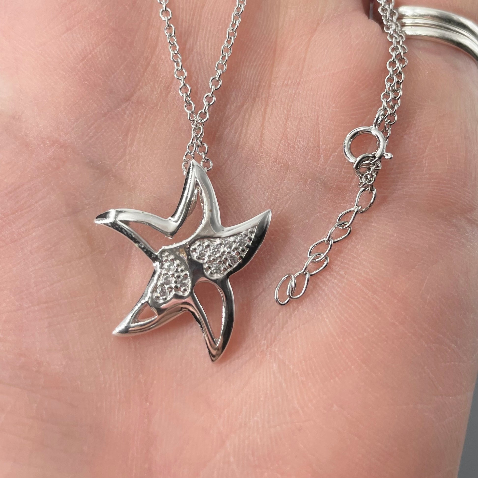 Sterling Silver Star Pendant Necklace: CZ Italian Chain