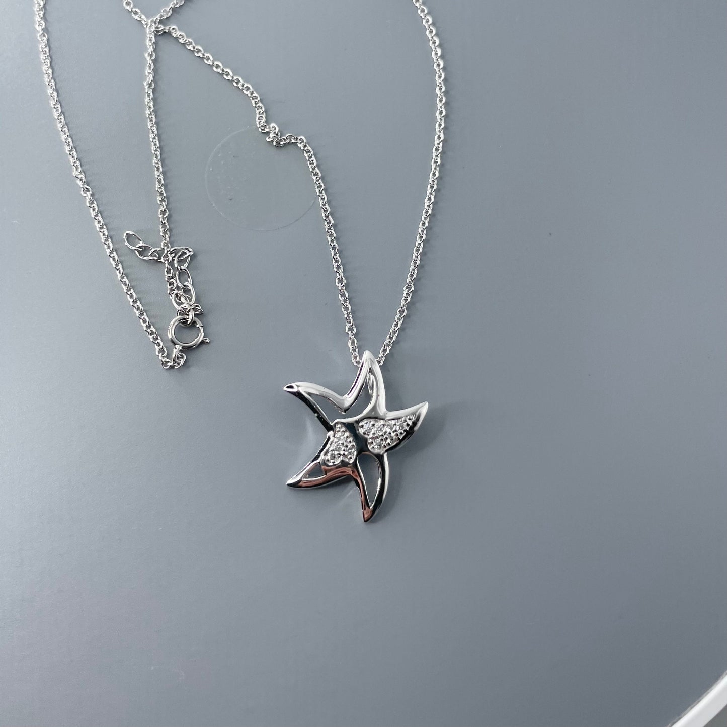 Sterling Silver Star Pendant Necklace: CZ Italian Chain