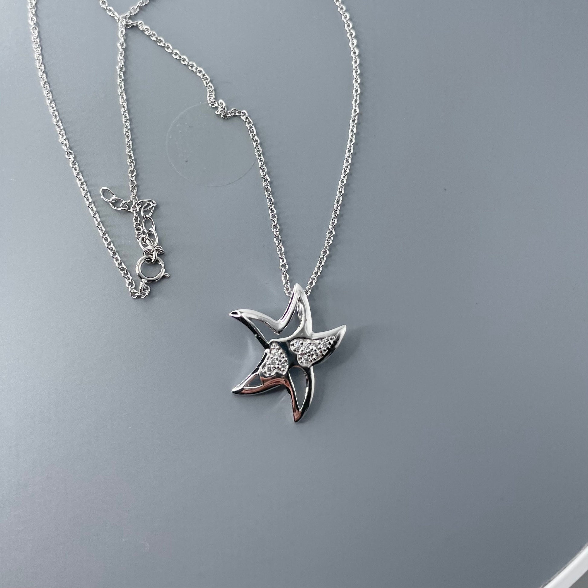 Sterling Silver Star Pendant Necklace: CZ Italian Chain