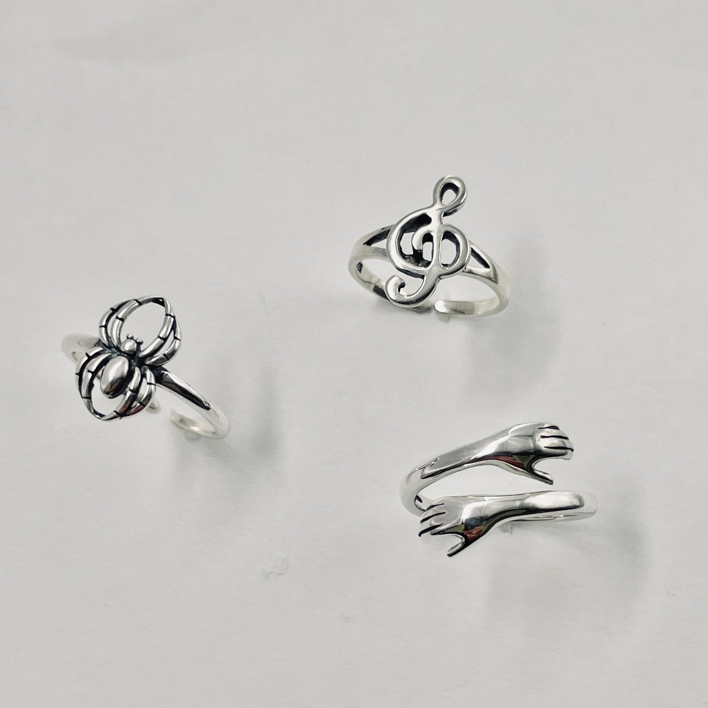Sterling Silver Toe Rings: Hugs, Spider, Music Note