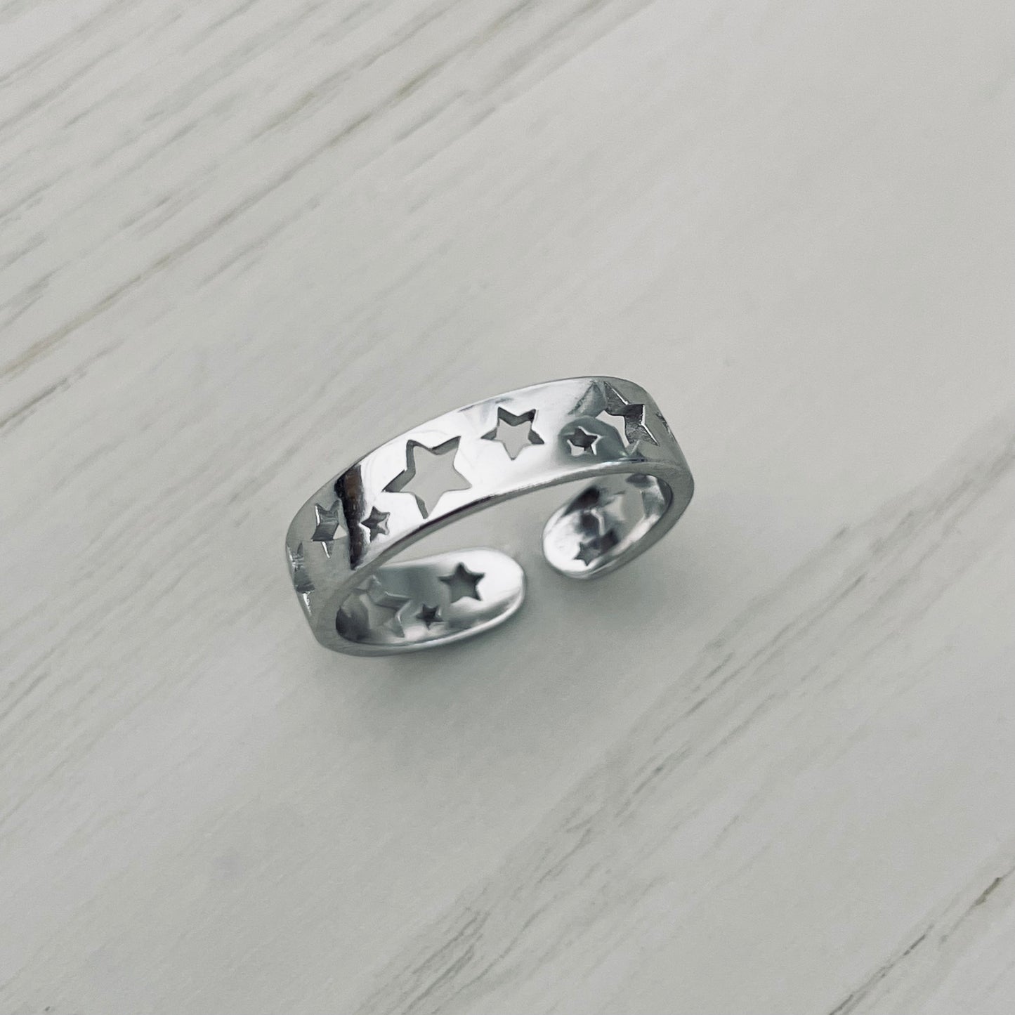 Sterling Silver Stars, Moon and Star Toe Rings, Crescent Moon Toe Ring, Stars Toe Ring Twinkle Star Toe Ring, Silver Stars Toe Band.