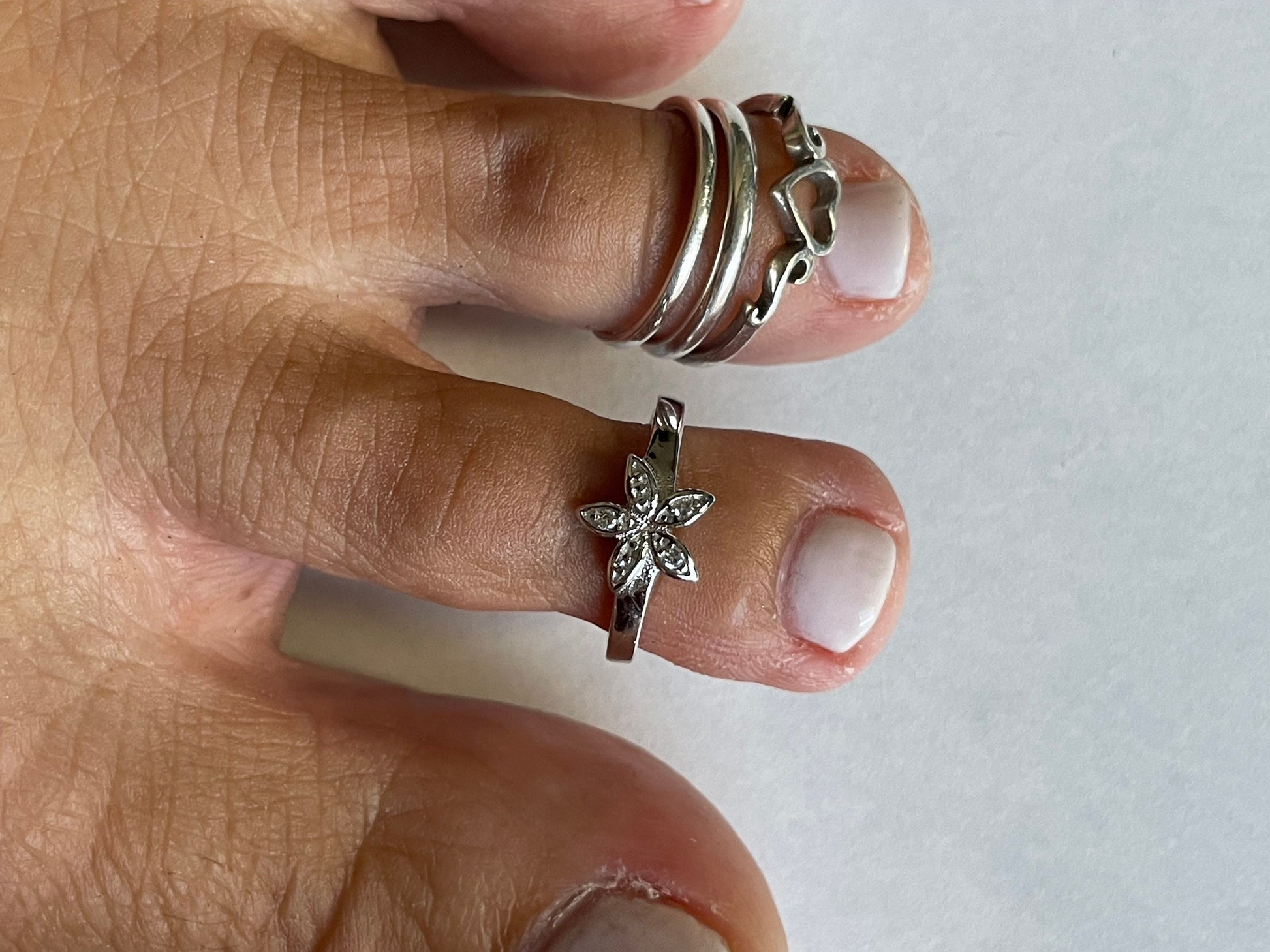 CZ Flower, Plumeria, Flower Sterling Silver Toe Ring, CZ Toe Ring, Flower Toe Ring, Midi or Pinky Ring, Floral Toe Ring, Plumeria Toe Ring.