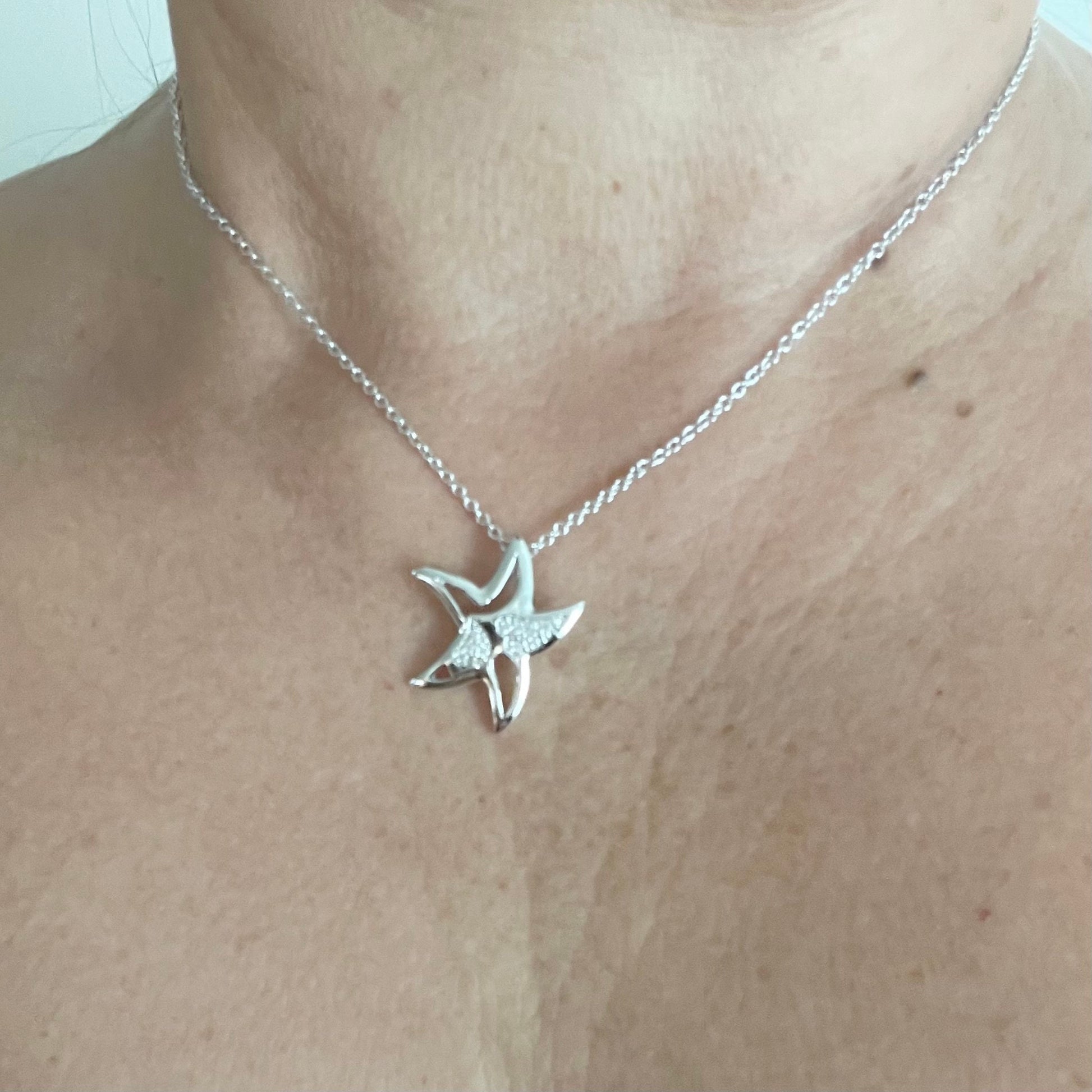 Sterling Silver Star Pendant Necklace: CZ Italian Chain