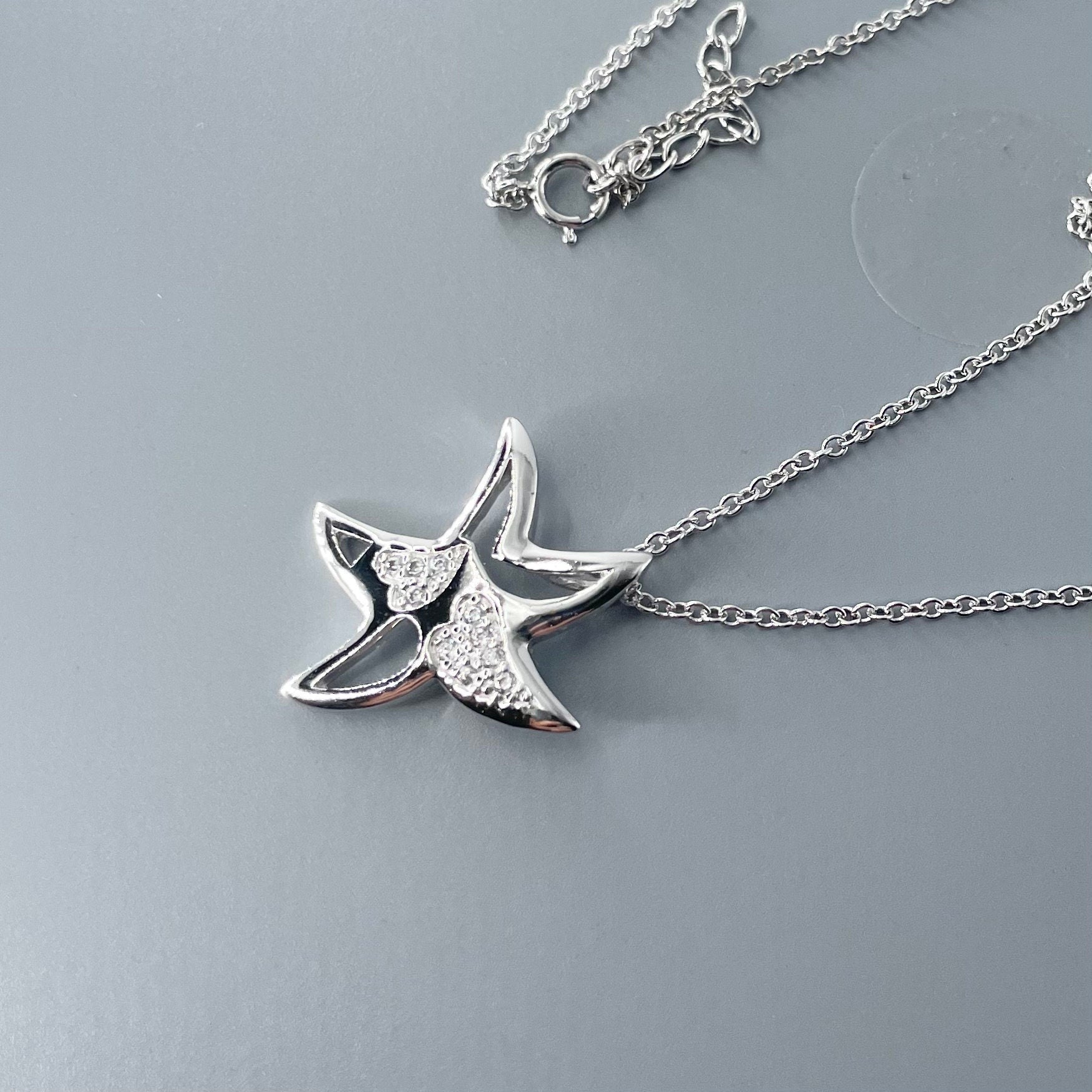 Sterling Silver Star Pendant Necklace: CZ Italian Chain