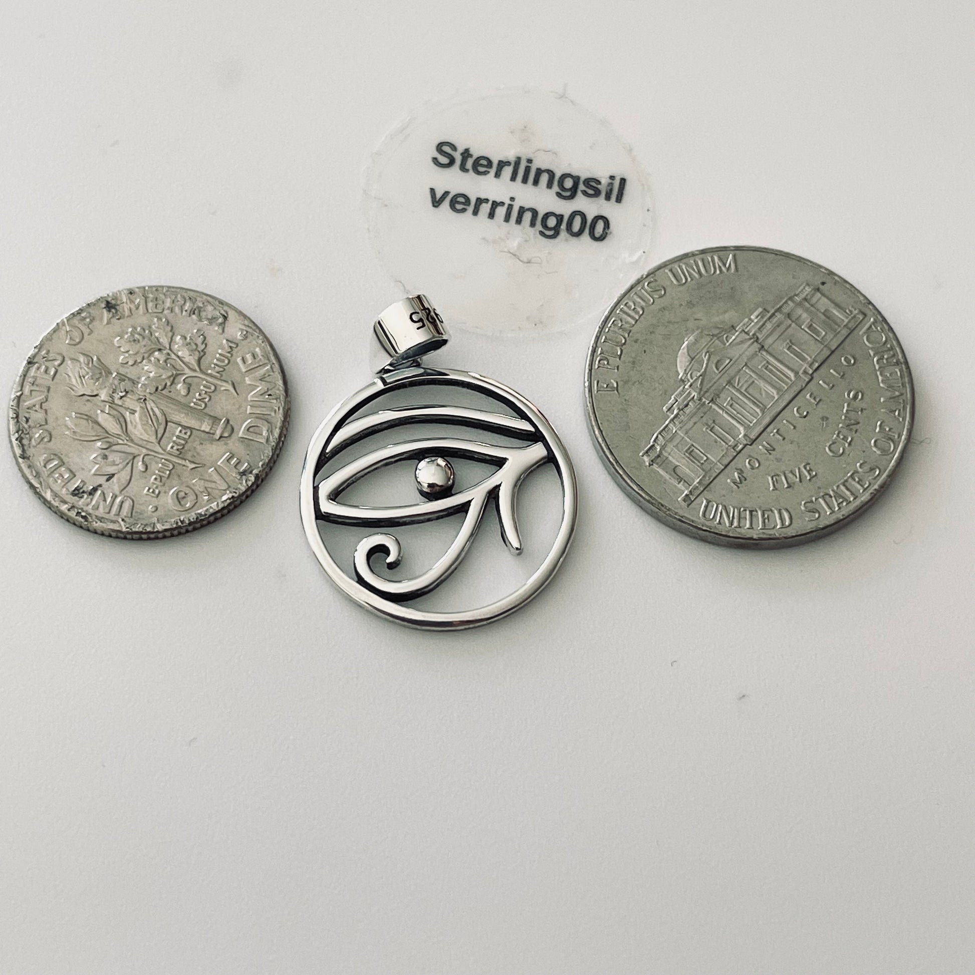 Sterling Silver Triskelion Moon & Eye of Horus Necklace