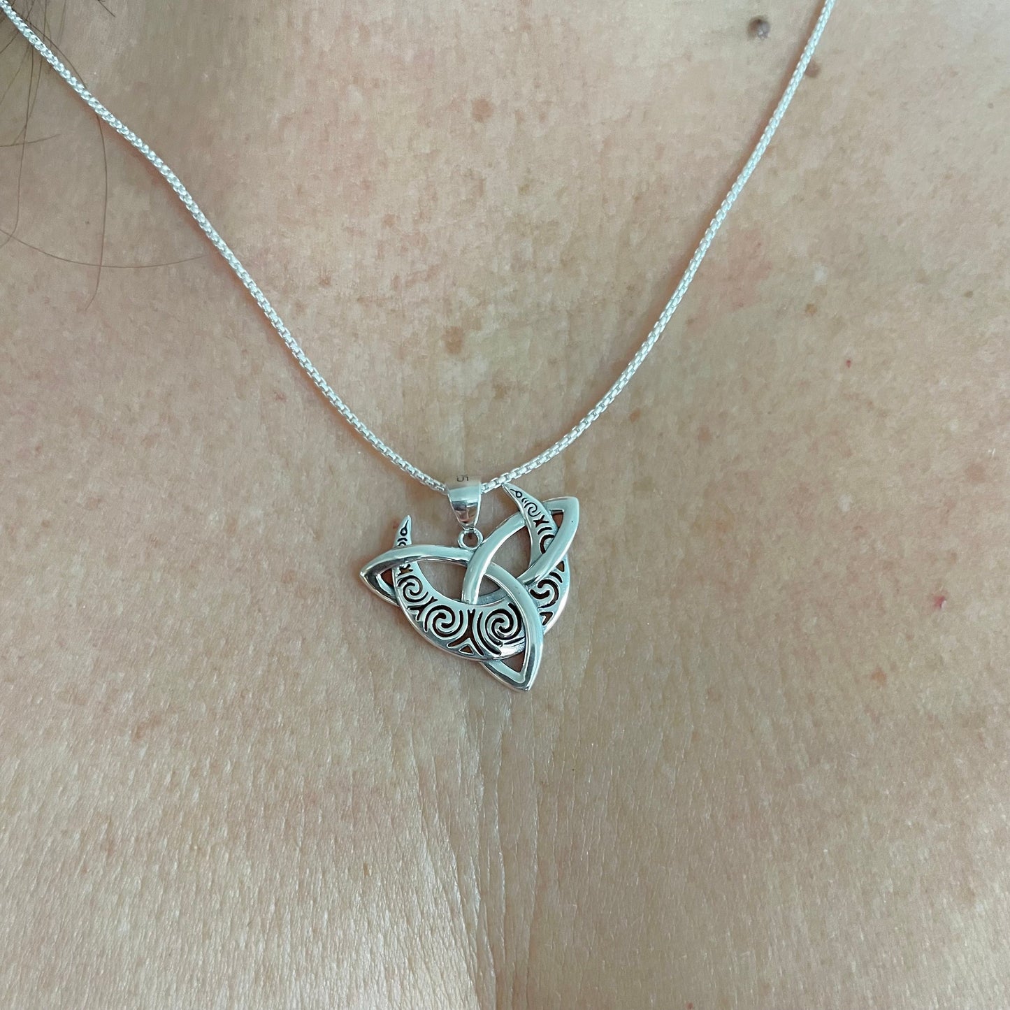 Sterling Silver Triskelion Moon & Eye of Horus Necklace