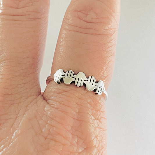 Sterling Silver Hamsa, Hamsa Hands, Jewish Star Ring, Dainty Hamsa Hands Ring, Star of David Ring, Hand of God Ring, Hamsa Promise Ring.
