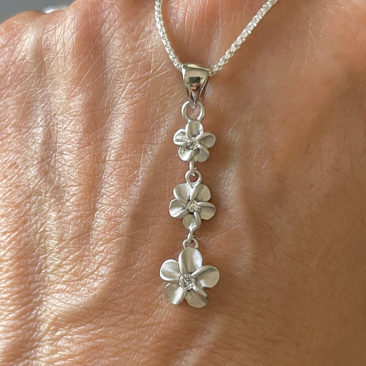 Sterling Silver Plumeria Flower Pendant Necklace: Promise Jewelry