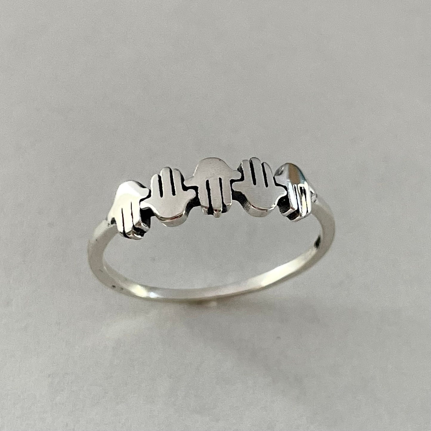 Sterling Silver Hamsa, Hamsa Hands, Jewish Star Ring, Dainty Hamsa Hands Ring, Star of David Ring, Hand of God Ring, Hamsa Promise Ring.